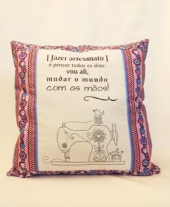 Tecido de MÁQUINA DE COSTURA com frase [traço preto]