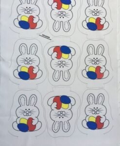 Tecido COELHO NA TOCA (com ovos coloridos)