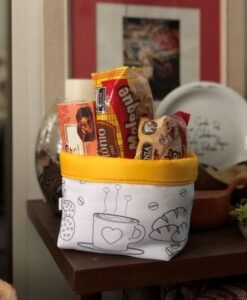 Tecido cachepô CAFÉ COM CARINHO