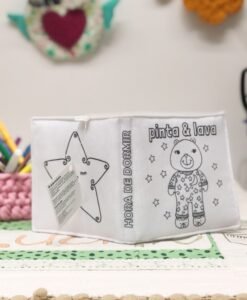 Tecido  livro pintar e lavar: HORA DE DORMIR